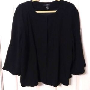 Alfani Womans SZ 16 Snap Front Black 3/4 Sleeve Lined Jacket/Blouse